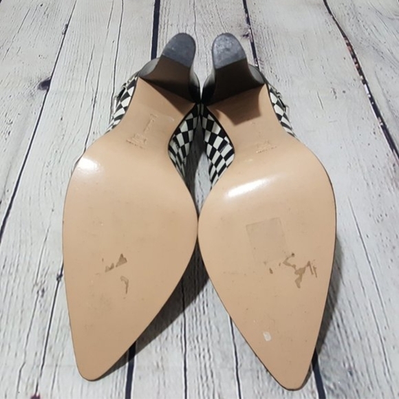 💯 Gianvito Rossi/Altzuzarra Black and White Buffalo Checkered Heels - Picture 8 of 14